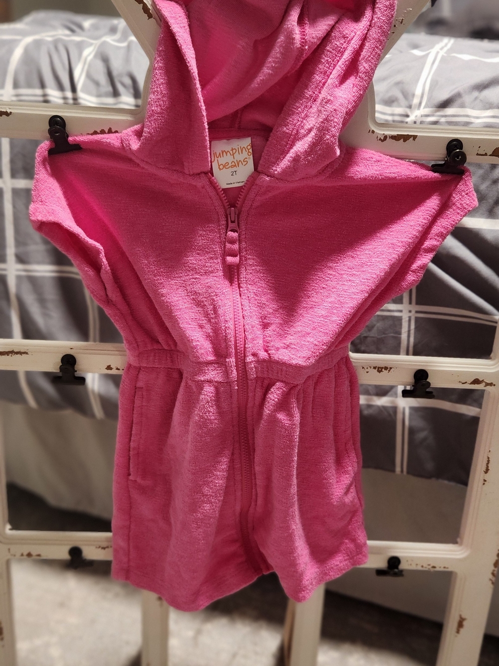 jumping beans Pink Hooded Terry Romper